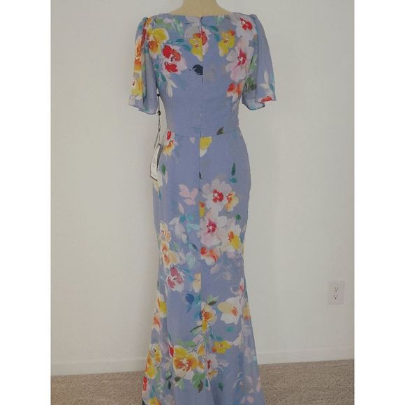 Adrianna Papell Floral Maxi Dress - Blue and Yellow Size 8 - Picture 6 of 6